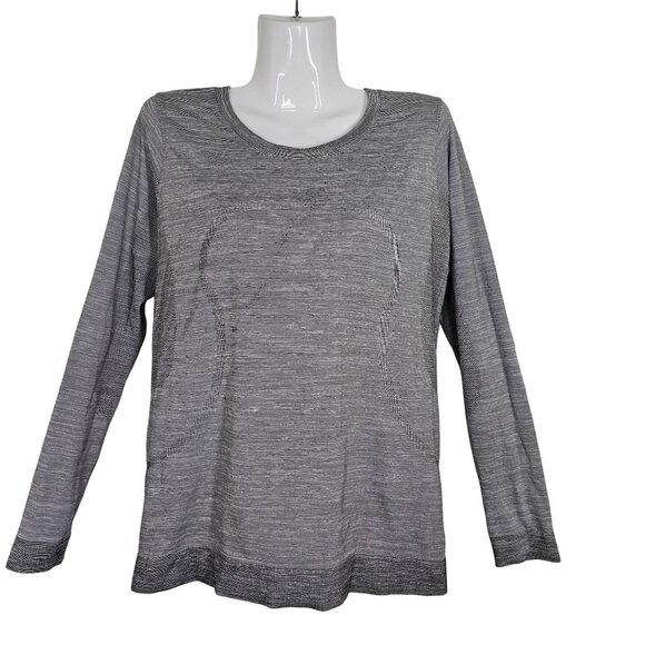 Lululemon Women's Swiftly Breeze Long Sleeve Top Relaxed Fit Striped Gray 4 - Picture 1 of 10